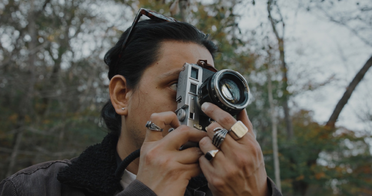 Contractor shooting stills on a rangefinder